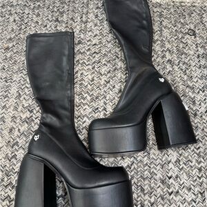 Naked Wolfe Black Platform Boots Brand New !!